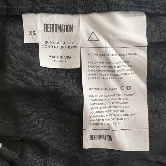 Reformation Crop Top Size XS Black Square Neck Tie Straps Light Surplus Fabric - Picture 7 of 7